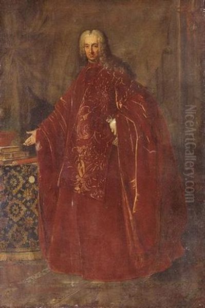 Portrait Of A Venetian Senator Standing By A Table Oil Painting by Nazario Nazari