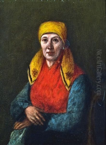Bildnis Einer Frau Mit Kopftuch Oil Painting by Michael Neder