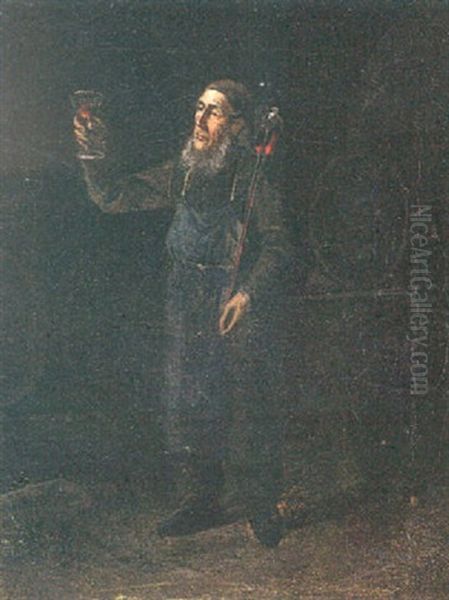 Der Weinbauer In Seinem Keller Oil Painting by Michael Neder
