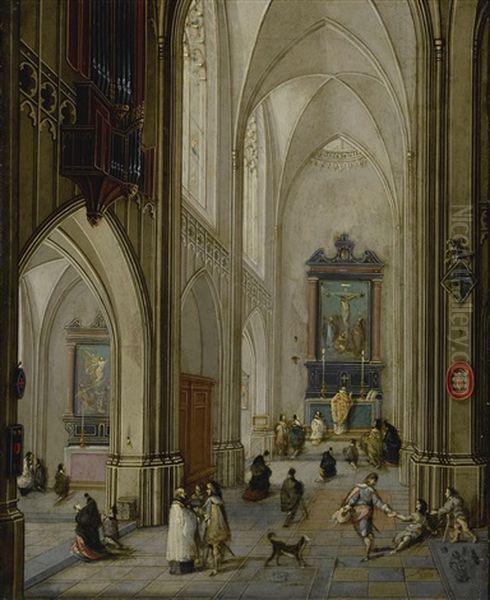 The Interior Of A Gothic Church Oil Painting by Peeter Neeffs the Elder