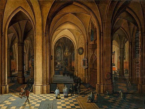 Church Interior With Procession Oil Painting by Peeter Neeffs the Elder