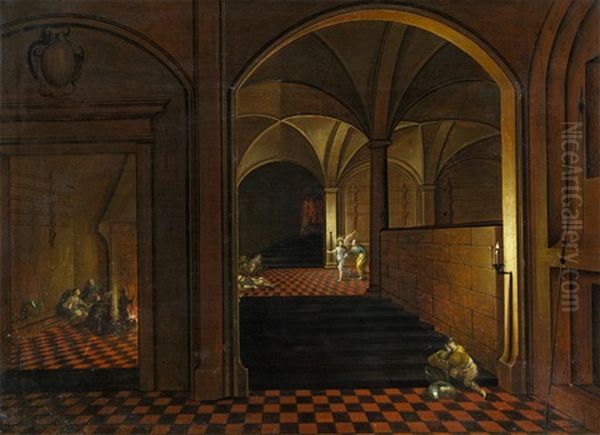 Befreiung Petri In Interieur Oil Painting by Peeter Neeffs the Elder