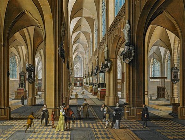 Im Inneren Der Liebfrauenkirche In Antwerpen Oil Painting by Peeter Neeffs the Younger