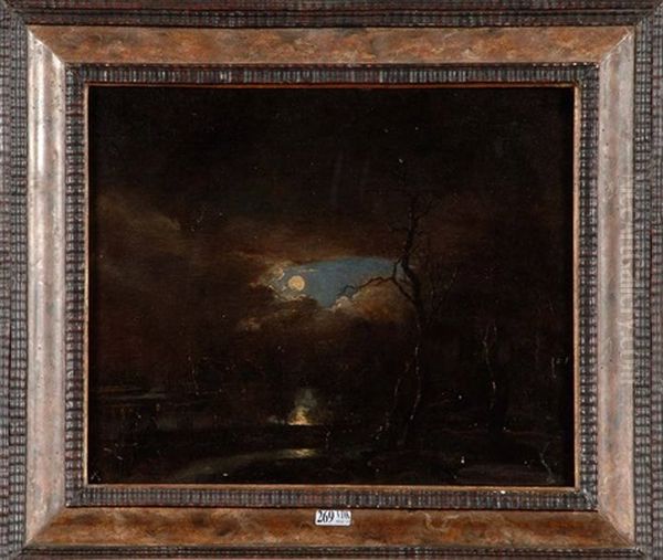 Paysage Lacustre Au Clair De Lune Oil Painting by Aert van der Neer