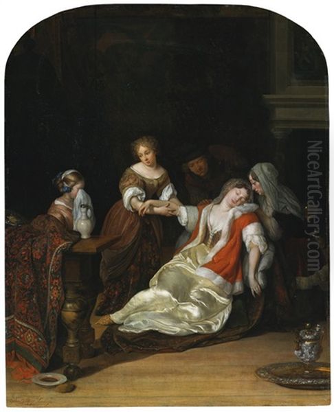 The Fainting Fit Oil Painting by Eglon van der Neer