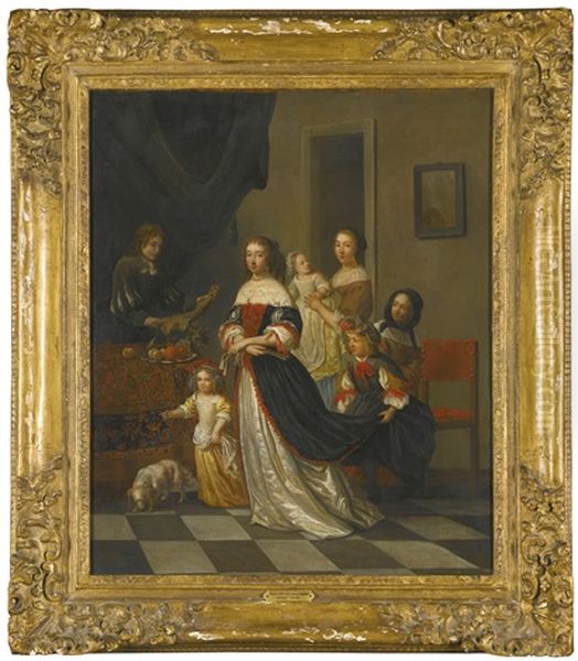 Portrait Of A Family Oil Painting by Eglon van der Neer