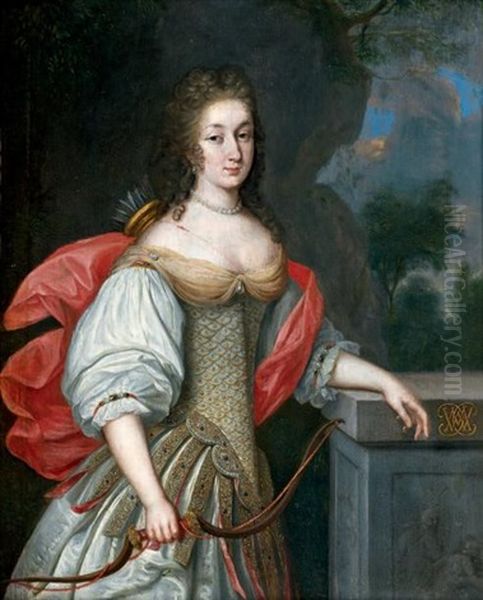 Portrait Presume De La Duchesse De Gramont En Diane Chasseresse Oil Painting by Eglon van der Neer