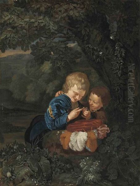 The Young Bird Catchers Oil Painting by Eglon van der Neer