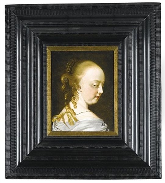 Portrait Of A Girl, Head And Shoulders, Nearly In Profile And Facing To The Right Oil Painting by Eglon van der Neer