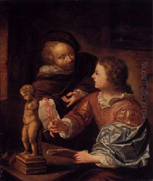 The Drawing Lesson Oil Painting by Eglon van der Neer