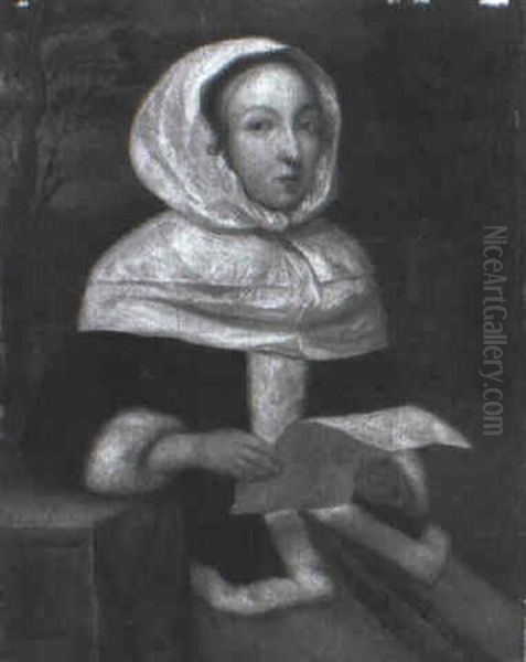 Young Lady Reading A Letter Seated By A Table Oil Painting by Eglon van der Neer