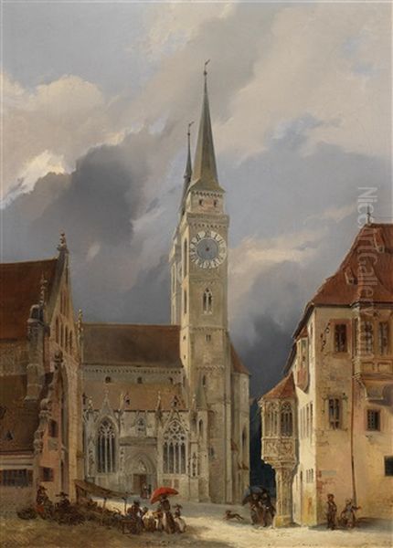 Nurnberg, Marktplatz Vor St. Sebald Oil Painting by Michael Neher
