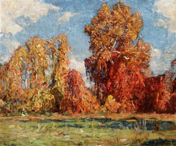 Fall Landscape Oil Painting by Ernest Bruce Nelson