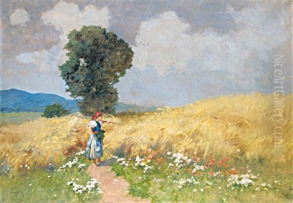 Aranylo Buzamezo Oil Painting by Antal Neogrady