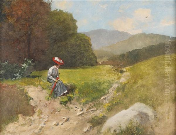 Rast Am Wiesenrand Oil Painting by Antal Neogrady