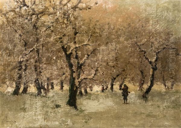 Schneelandschaft Oil Painting by Antal Neogrady