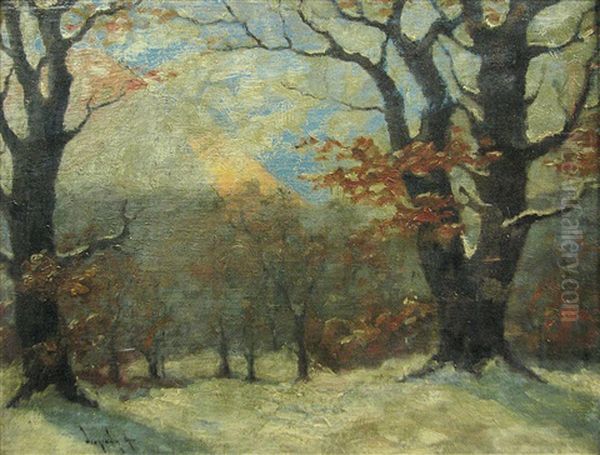 Early Winter Oil Painting by Antal Neogrady
