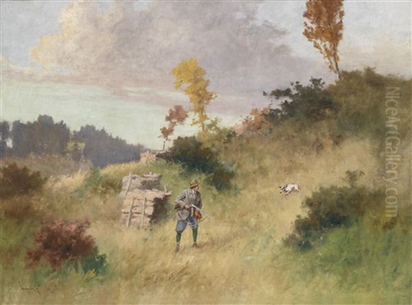 Jager Auf Der Pirsch Oil Painting by Antal Neogrady