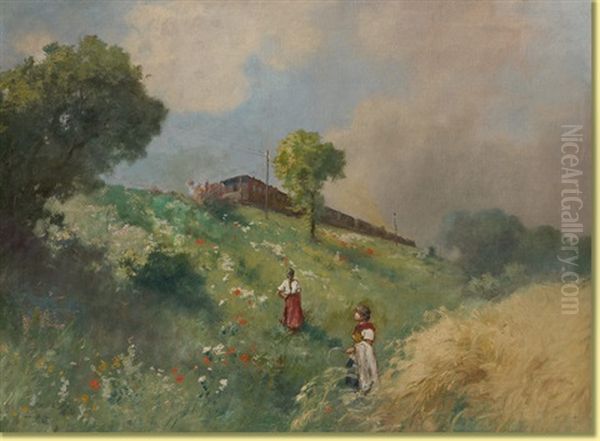 Le Train Qui Passe Oil Painting by Antal Neogrady