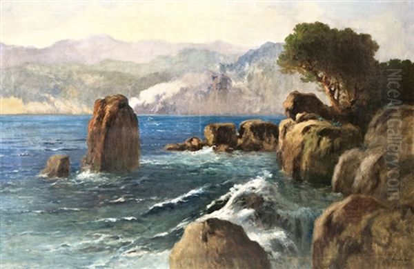 Tengerparti Szirtek Oil Painting by Antal Neogrady