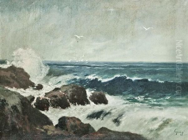 Tajtekos Tenger Oil Painting by Antal Neogrady