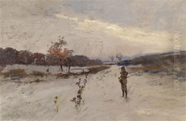 Rast Des Jagers Oil Painting by Antal Neogrady