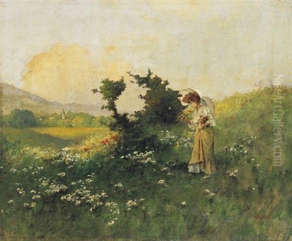 Mezon (in The Field) Oil Painting by Antal Neogrady