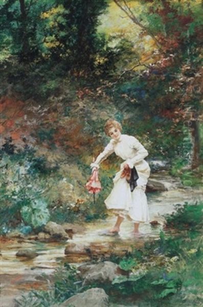 Patakparton (on The Stream Bank) Oil Painting by Antal Neogrady