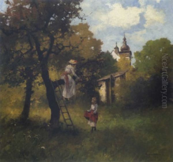 Der Apfelbaum Oil Painting by Antal Neogrady