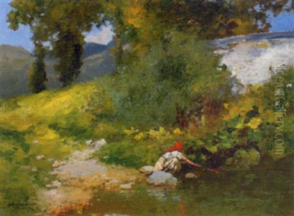 Am Wasser Oil Painting by Antal Neogrady