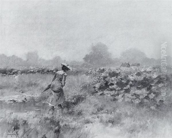 A Walk Through The Fields Oil Painting by Antal Neogrady