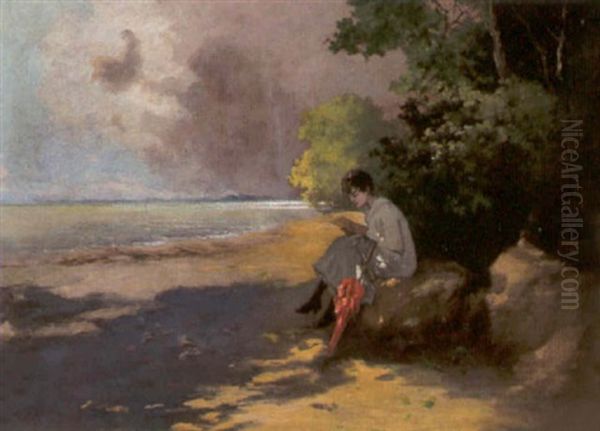 Idylle Am Meeresufer Oil Painting by Antal Neogrady