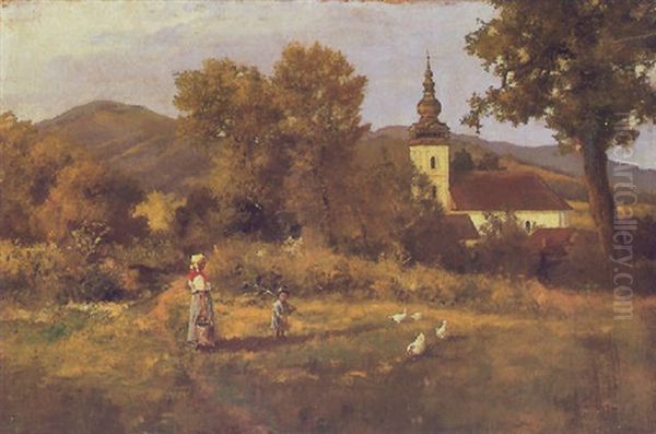 Faluszelen Oil Painting by Antal Neogrady