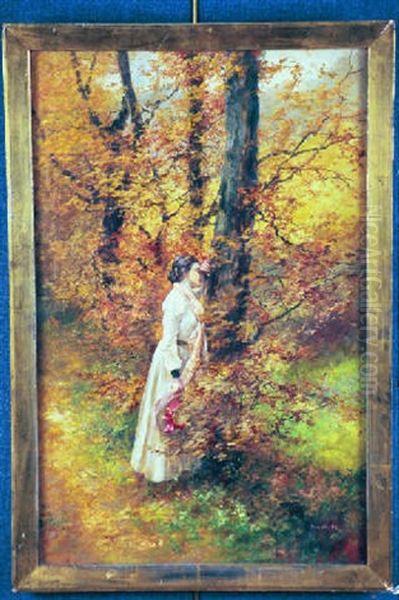 A Quiet Moment In The Woods Oil Painting by Antal Neogrady
