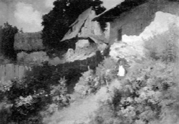 Morning In The Garden Oil Painting by Antal Neogrady