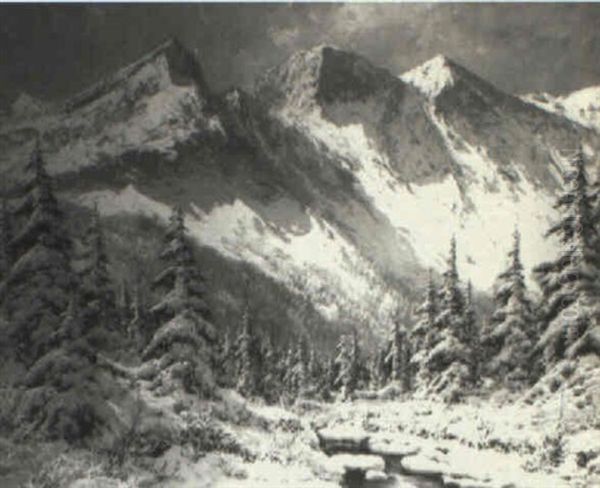 Winter Scene Oil Painting by Antal Neogrady