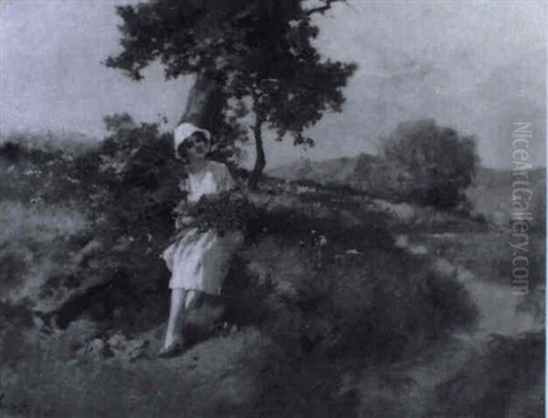 Madchen Am Wegrand Oil Painting by Antal Neogrady