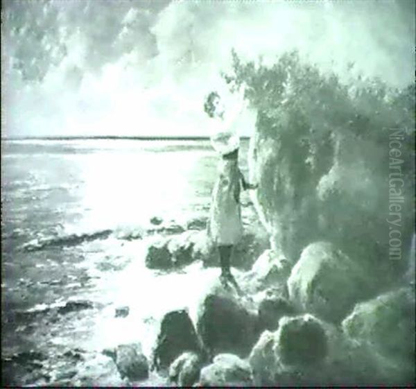 Beim Blumenpflucken Oil Painting by Antal Neogrady