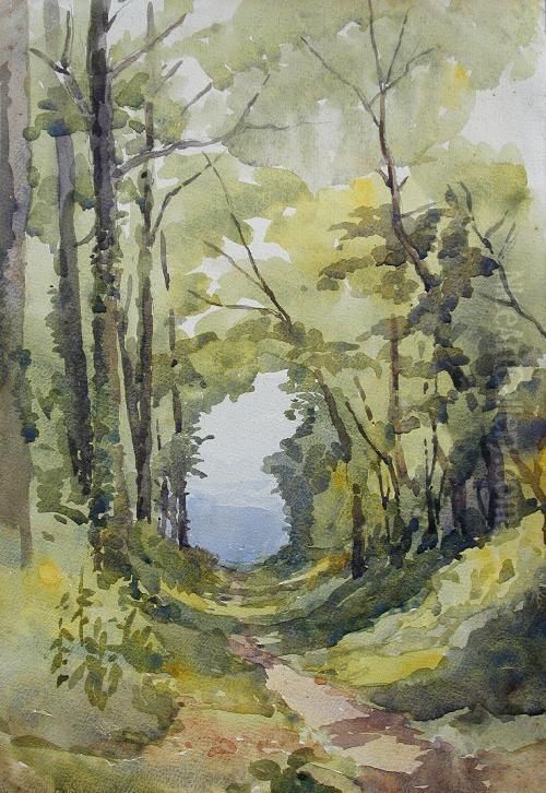 Aportfolio Of Views Of Meadows Oil Painting by Geoffrey Birkbeck