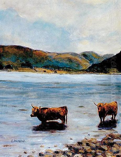 Highland Cattle Oil Painting by Geoffrey Birkbeck