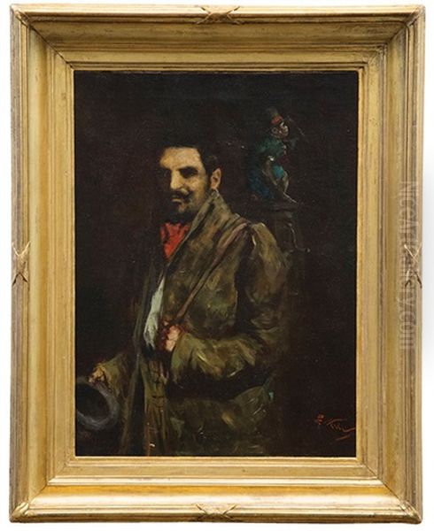 Organ Grinder With Monkey Oil Painting by Girolamo Pieri B. Nerli