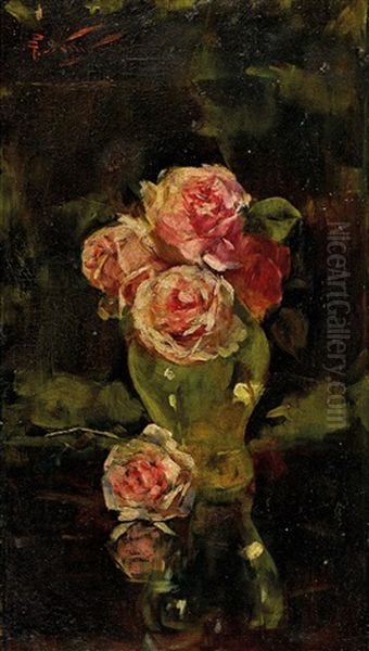 Roses Oil Painting by Girolamo Pieri B. Nerli
