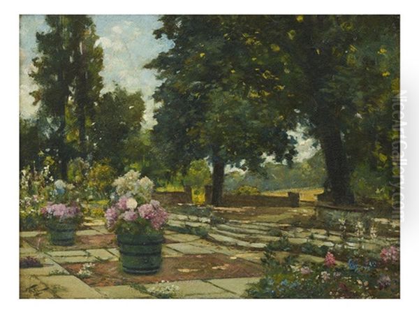 Bellevue Hill Garden Oil Painting by Girolamo Pieri B. Nerli