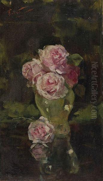(roses) Oil Painting by Girolamo Pieri B. Nerli