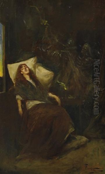 Last Moments Oil Painting by Girolamo Pieri B. Nerli