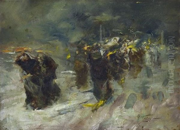 Funeral Procession Oil Painting by Girolamo Pieri B. Nerli