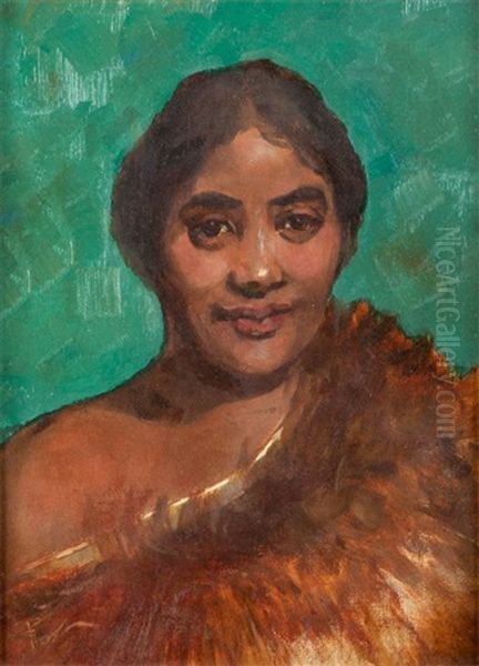 Portrait Of A Maori Girl Oil Painting by Girolamo Pieri B. Nerli