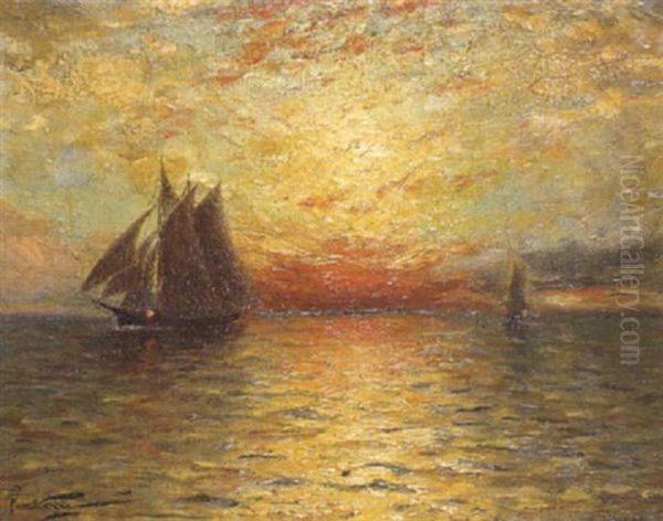 Sunset, Samoa Oil Painting by Girolamo Pieri B. Nerli