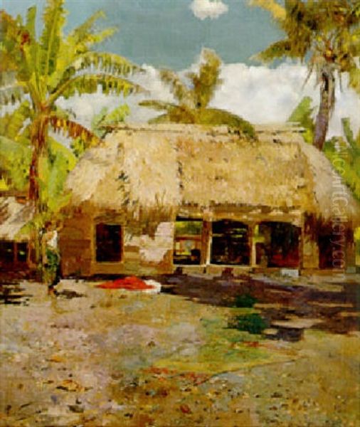A Meeting House, Apia, Samoa Oil Painting by Girolamo Pieri B. Nerli