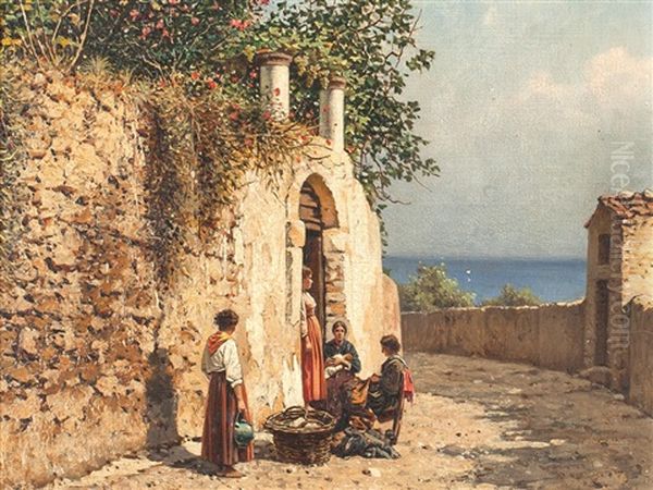 Capri Scene Oil Painting by Friedrich Nerly the Younger